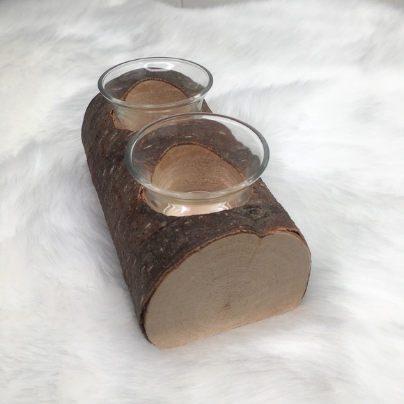 Yule Log Votive Candle Holder Solstice Christmas - Picture 8 of 8